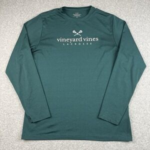 Vineyard Vines Shirt Boys XL 18 Teal Green Performance Long Sleeve Lacrosse
